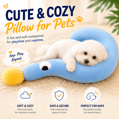 Calming Plush Pet Neck Pillow – Soft U-Shaped Support Cushion for Cats & Dogs