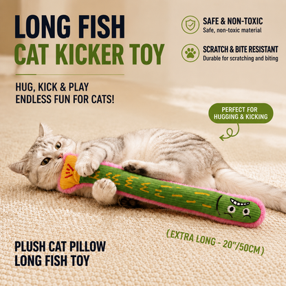 Interactive Catnip Kicker Toy for Cats – Long Plush Cat Toy for Biting, Wrestling & Play, Durable Stress Relief Cat Toy (49–50cm)