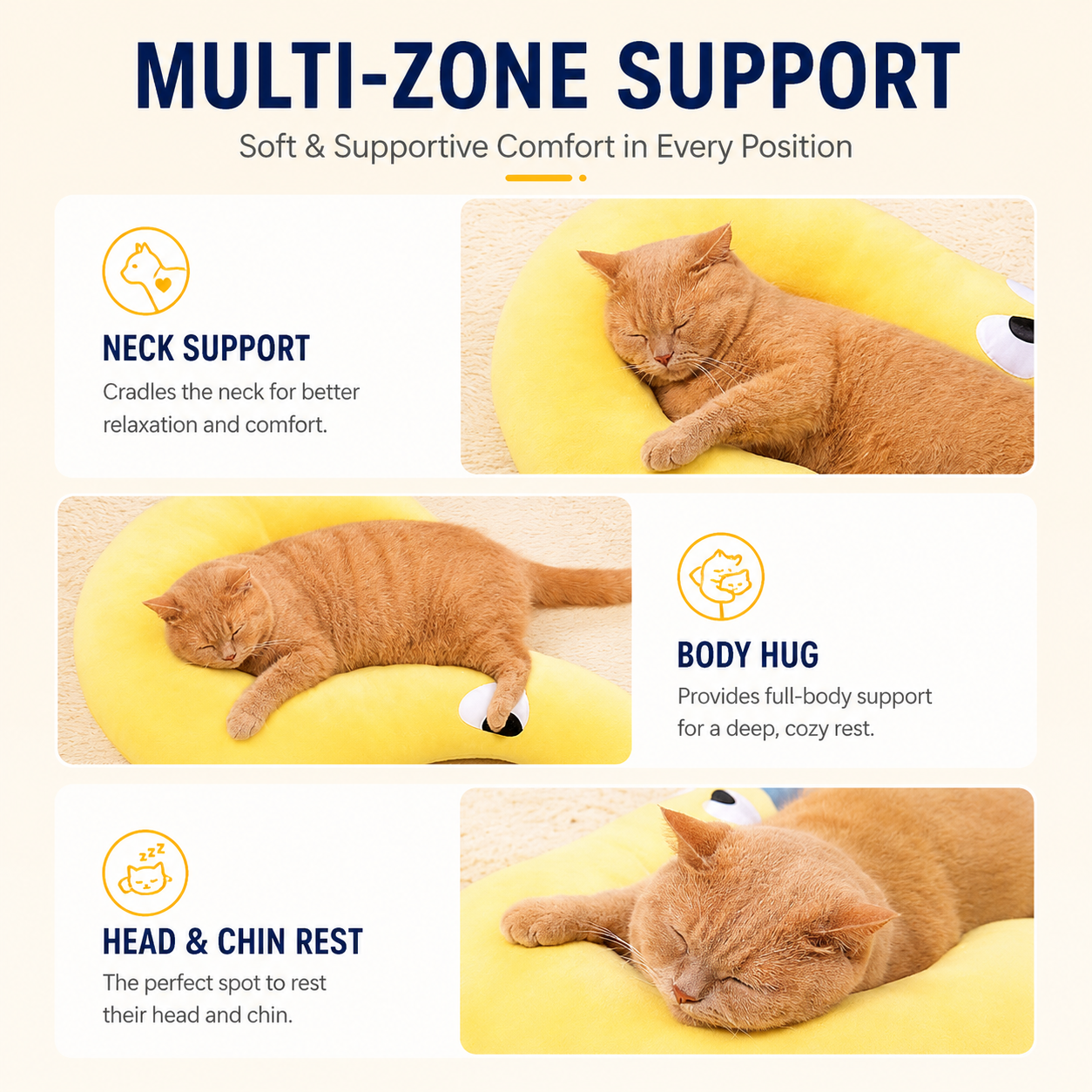 Calming Plush Pet Neck Pillow – Soft U-Shaped Support Cushion for Cats & Dogs