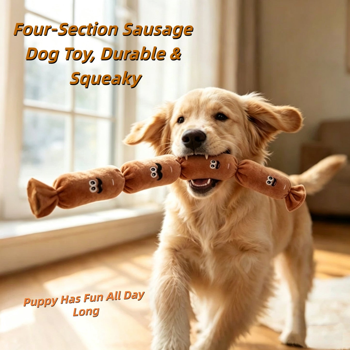 4-Section Squeaky Sausage Dog Toy