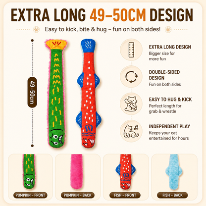 Interactive Catnip Kicker Toy for Cats – Long Plush Cat Toy for Biting, Wrestling & Play, Durable Stress Relief Cat Toy (49–50cm)