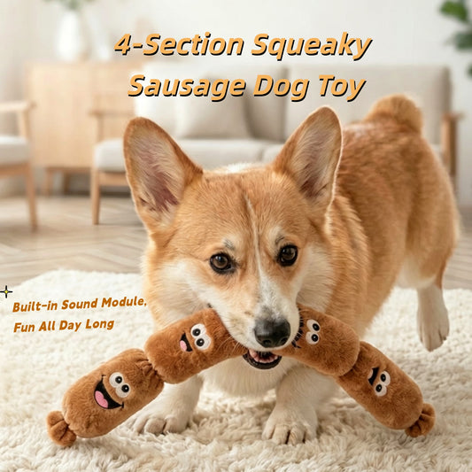 4-Section Squeaky Sausage Dog Toy