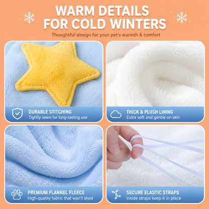 Soft Sherpa Hooded Pet Cape with Star Design – Warm Winter Cloak for Cats & Small Dogs