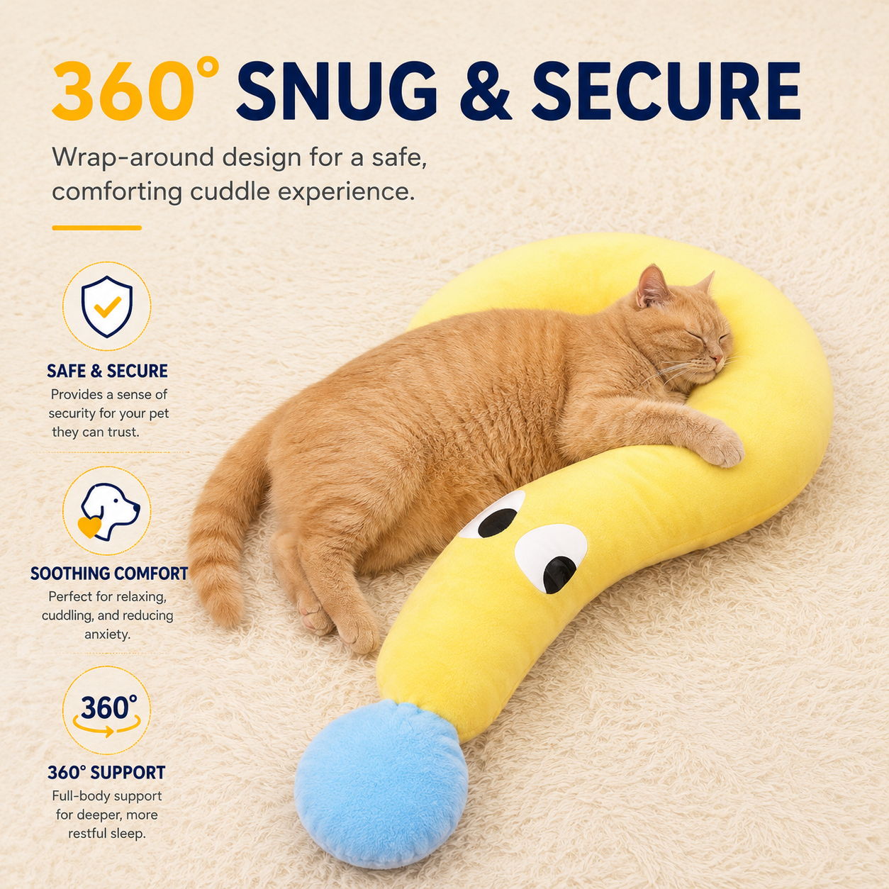 Calming Plush Pet Neck Pillow – Soft U-Shaped Support Cushion for Cats & Dogs