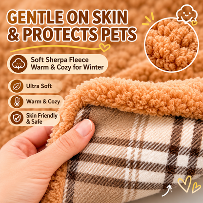 Bear Ear Plaid Pet Cape – Soft Sherpa Fleece Hooded Cloak for Small Dogs & Cats | Cozy Autumn & Winter Outfit