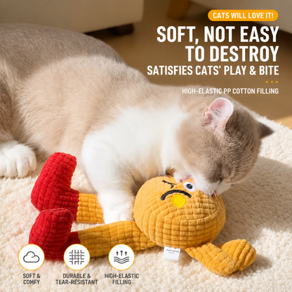 Waffle Cat Plush Toy – Interactive Catnip & Crinkle Squeaky Toy for Cats | Soft Chew & Self-Play Pet Toy