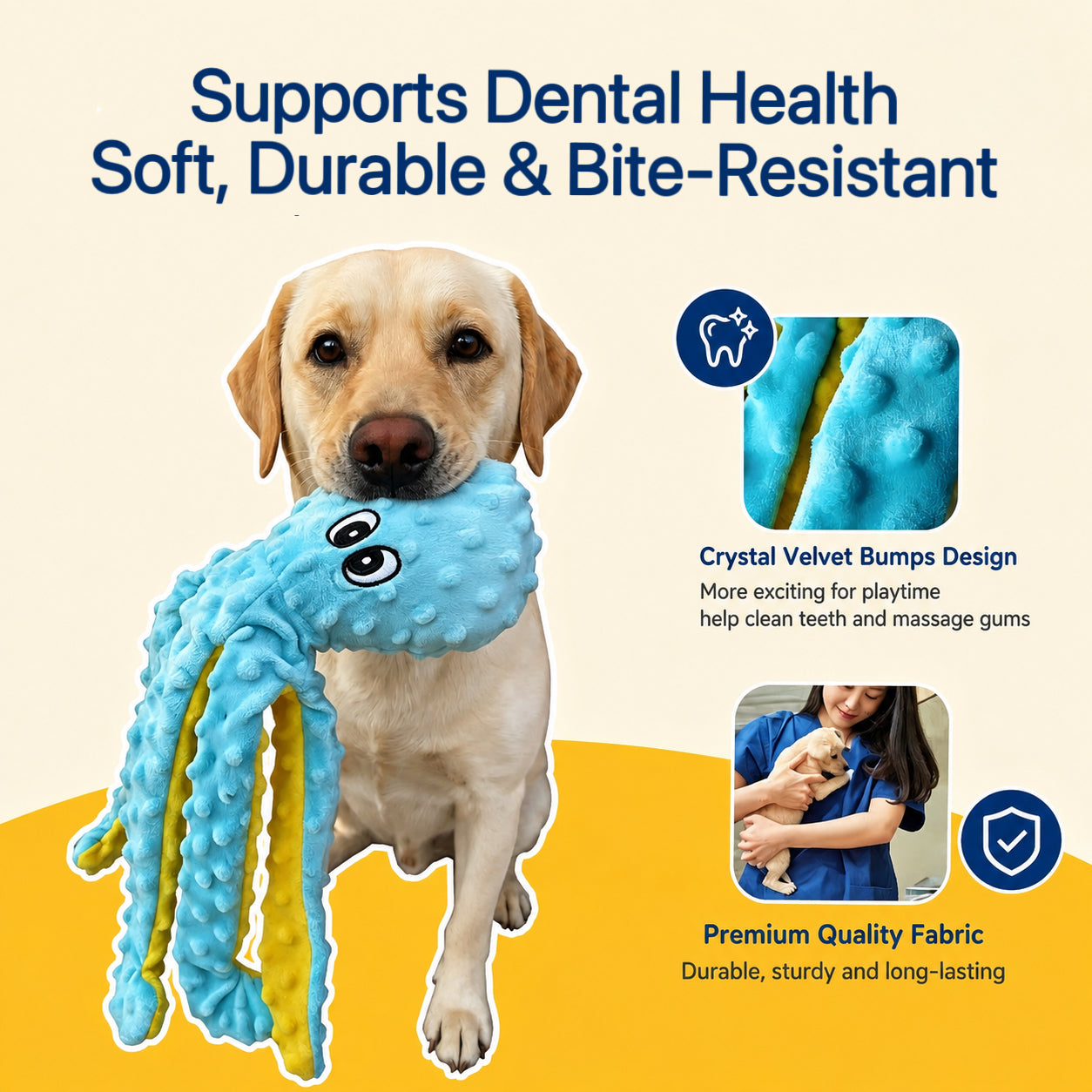 Octopus Plush Dog Toy – Soft, Squeaky & Bite-Resistant