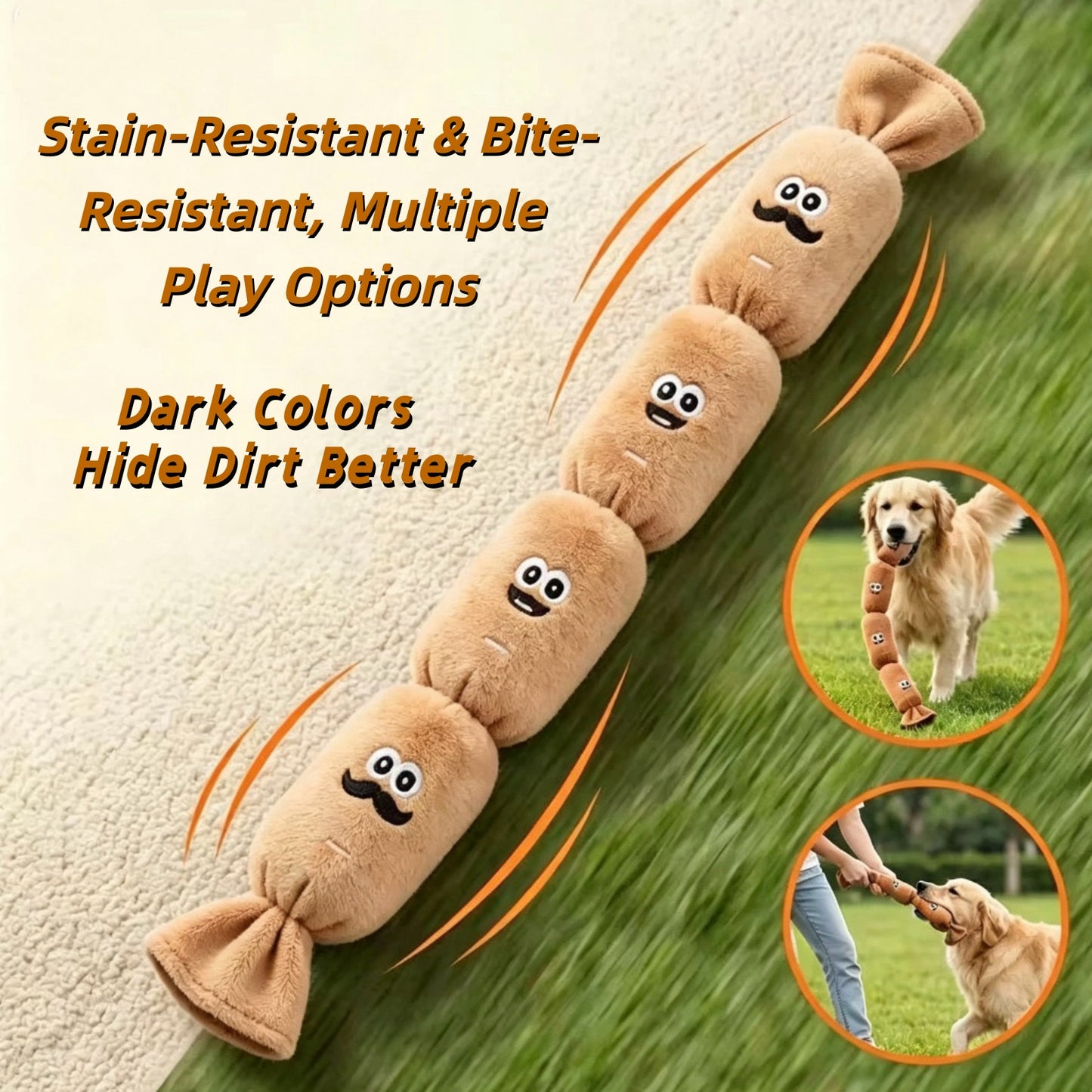 4-Section Squeaky Sausage Dog Toy