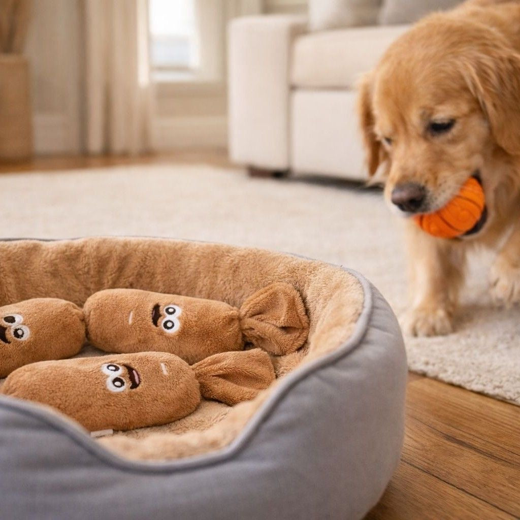 4-Section Squeaky Sausage Dog Toy