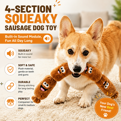4-Section Squeaky Sausage Dog Toy